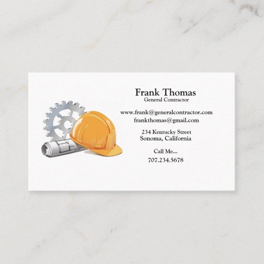 Algemene aannemer Hard Pet & Tools Blueprints Visitekaartje (Voorkant)