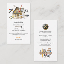 Algemene Aannemer - Huis met Gereedschap erop Visitekaartje