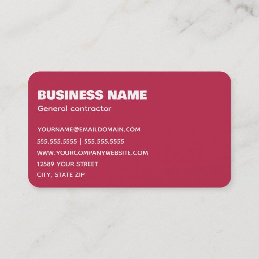 Algemene aannemer visitekaartje (Achterkant)