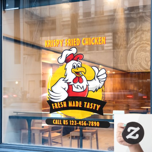 Algemene Aanpasbare Gebakken Kip Voorzijde Raamsticker (Cafe Raam)