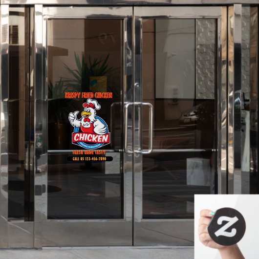 Algemene Aanpasbare Gebakken Knapperige Kip 2 Deur Raamsticker (Kantoordeur)