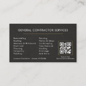 Algemene Bouw Linnen Zwart Goud QR Code Visitekaartje (Achterkant)
