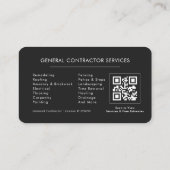 Algemene Bouw Zwart Zilver QR-code Visitekaartje (Achterkant)