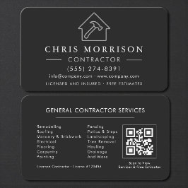 Algemene Bouw Zwart Zilver QR-code Visitekaartje