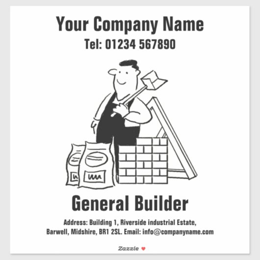Algemene Bouwer Advertentie & Promotie Sticker (Vel)