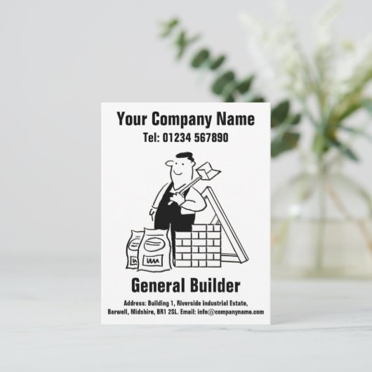 Algemene bouwer Cartoon om te personaliseren Briefkaart (Staand voorkant)