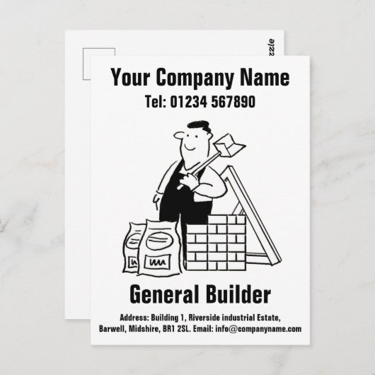 Algemene bouwer Cartoon om te personaliseren Briefkaart (Voorkant / Achterkant)