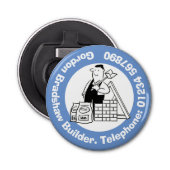 Algemene Bouwer met de Materialen van de Bouw. Button Flesopener (Voorkant)