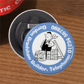 Algemene Bouwer met de Materialen van de Bouw. Button Flesopener