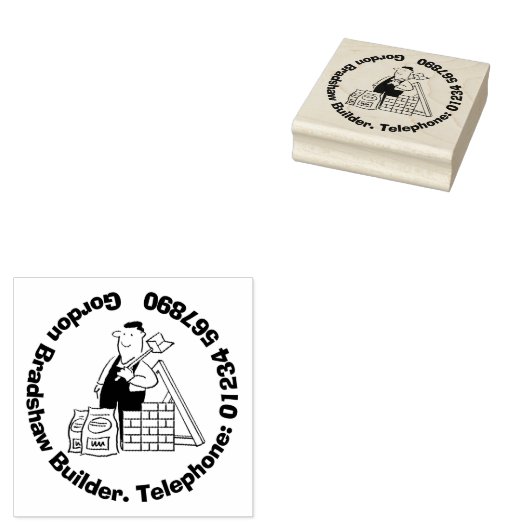Algemene Bouwer met de Materialen van de Bouw. Rubberstempel (Gestempeld)
