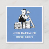 Algemene Bouwer met de Materialen van de Bouw Vierkante Visitekaartje (Voorkant)