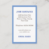 Algemene Bouwer met de Materialen van de Bouw. Visitekaartje (Achterkant)