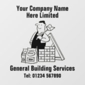 algemene bouwer of bouwbedrijf raamsticker (Vel)