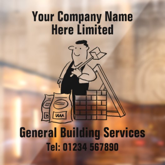 algemene bouwer of bouwbedrijf raamsticker (Vel 2)