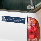 Algemene bumpersticker wit op blauw (Op Truck)