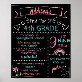 ALGEMENE Cijfer Aanpasbare Eerste Dag van School B Poster