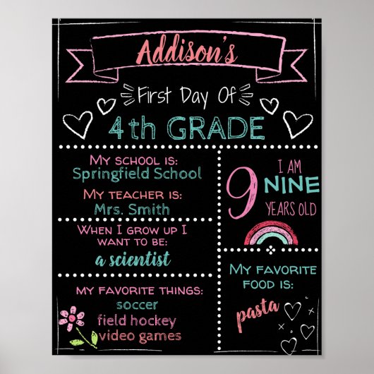 ALGEMENE Cijfer Aanpasbare Eerste Dag van School B Poster (Voorkant)