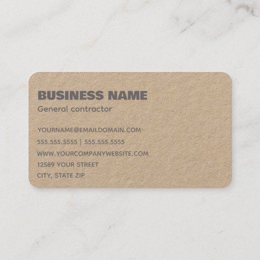 Algemene contractant visitekaartje (Achterkant)