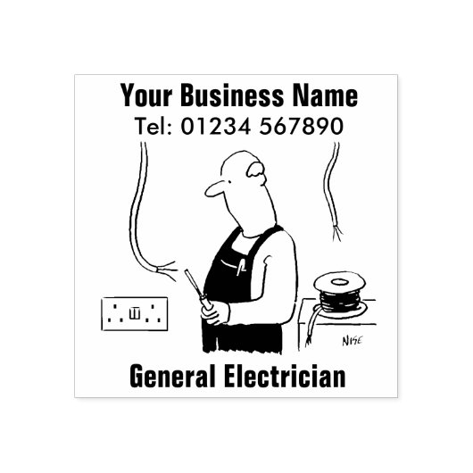 Algemene Elektricien Rubberzegel Rubberstempel (Afrduk)