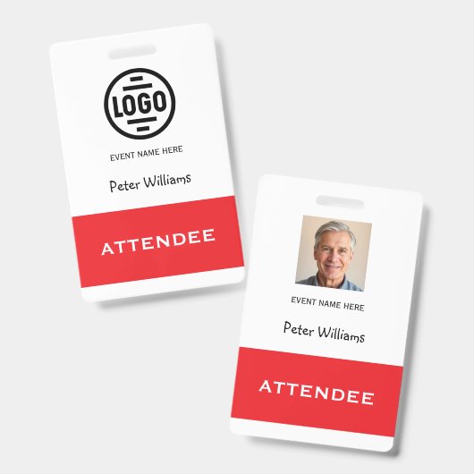 Algemene evenementbezoeker foto ID badge pas (Voor- en achterkant)
