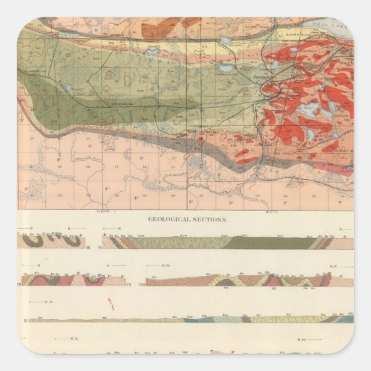 Algemene geologische kaart van het district Marque Vierkante Sticker (Voorkant)