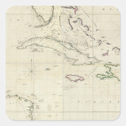 Algemene Grafiek van de West Indies Vierkante Sticker (Voorkant)