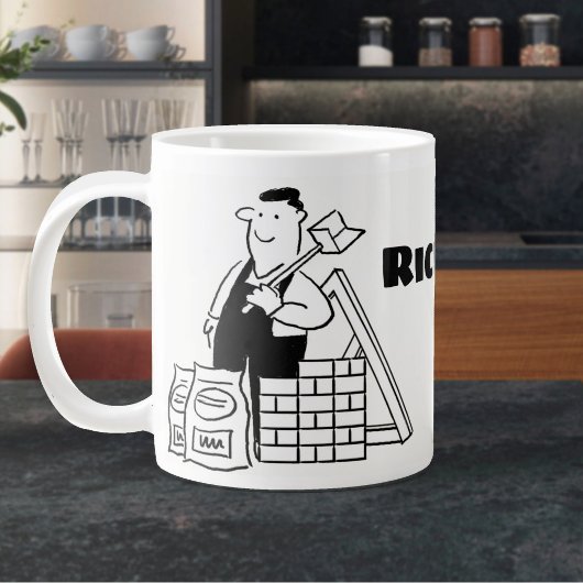 Algemene Huizen Bouwer Cartoon Grote Koffiekop