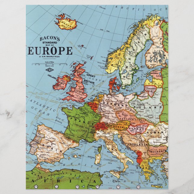 Algemene kaart van de  Europa 20e eeuw (Voorkant)