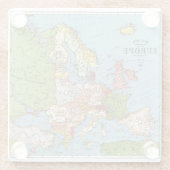 Algemene kaart van de  Europa 20e eeuw Glazen Onderzetter (Achterkant)