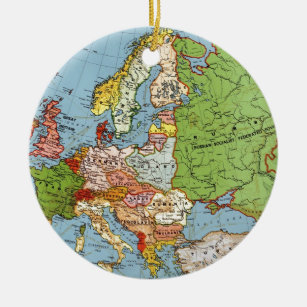 Algemene kaart van de  Europa 20e eeuw Keramisch Ornament