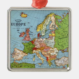 Algemene kaart van de  Europa 20e eeuw Metalen Ornament