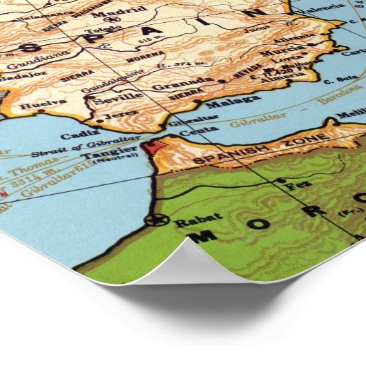 Algemene kaart van de Europa 20e eeuw Poster (Hoek)