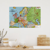 Algemene kaart van de Europa 20e eeuw Poster (Keuken)