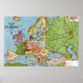 Algemene kaart van de  Europa 20e eeuw Poster (Voorkant)