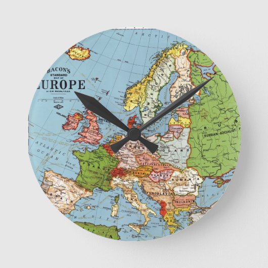 Algemene kaart van de  Europa 20e eeuw Ronde Klok (Voorkant)