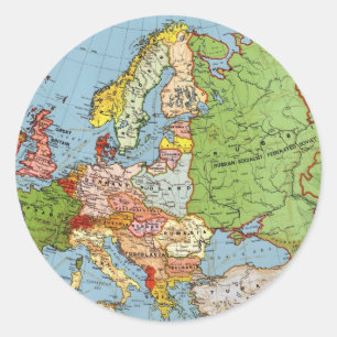 Algemene kaart van de Europa 20e eeuw Ronde Sticker