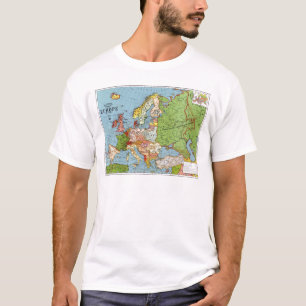 Algemene kaart van de  Europa 20e eeuw T-shirt