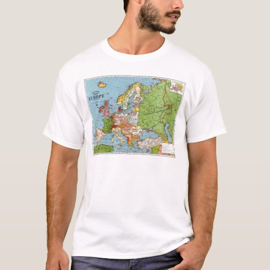 Algemene kaart van de  Europa 20e eeuw T-shirt (Voorkant)