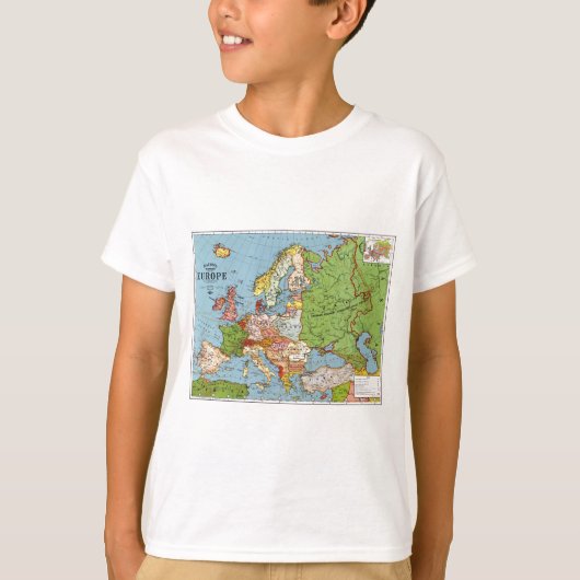 Algemene kaart van de Europa 20e eeuw T-shirt (Voorkant)