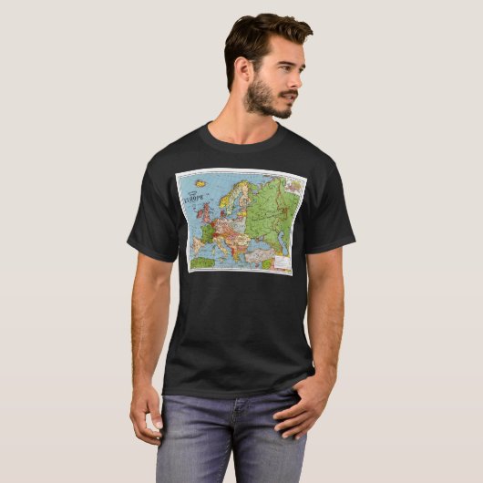 Algemene kaart van de Europa 20e eeuw T-shirt (Voorkant volledig)