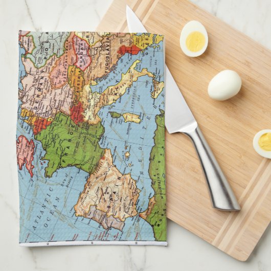 Algemene kaart van de  Europa 20e eeuw Theedoek (Quarter Fold)