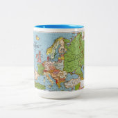 Algemene kaart van de  Europa 20e eeuw Tweekleurige Koffiemok (Center)