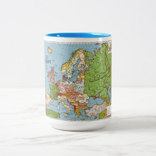 Algemene kaart van de  Europa 20e eeuw Tweekleurige Koffiemok (Center)