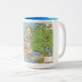 Algemene kaart van de  Europa 20e eeuw Tweekleurige Koffiemok (Voorkant rechts)