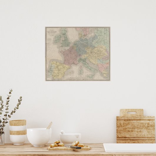 Algemene kaart van de Europese Spoorwegen Poster (Keuken)