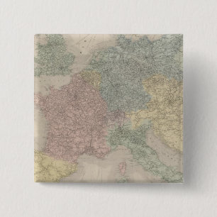 Algemene kaart van de Europese Spoorwegen Vierkante Button 5,1 Cm