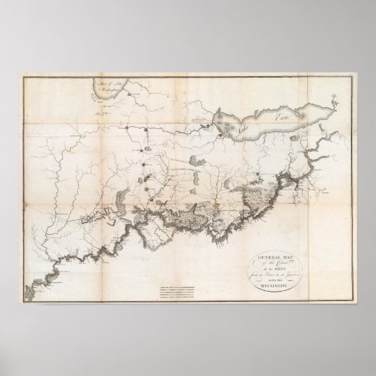 Algemene kaart van de loop van de Ohio Poster (Voorkant)