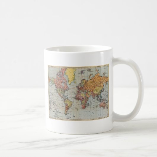 algemene kaart van de wereld koffiemok (Rechts)