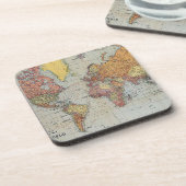 algemene kaart van de wereld lithografie bier onderzetter (Linkerzijde)