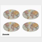  algemene kaart van de wereld ovale sticker (Vel)